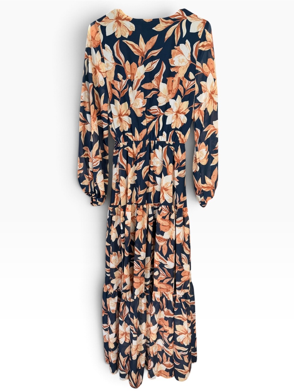Flying Tomato Navy Floral Long Sleeve Maxi Dress Size Small - Picture 3 of 7